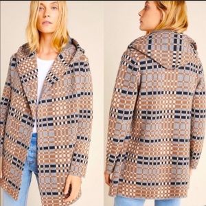 Anthropologie Open Plaid Hooded Sweater XS